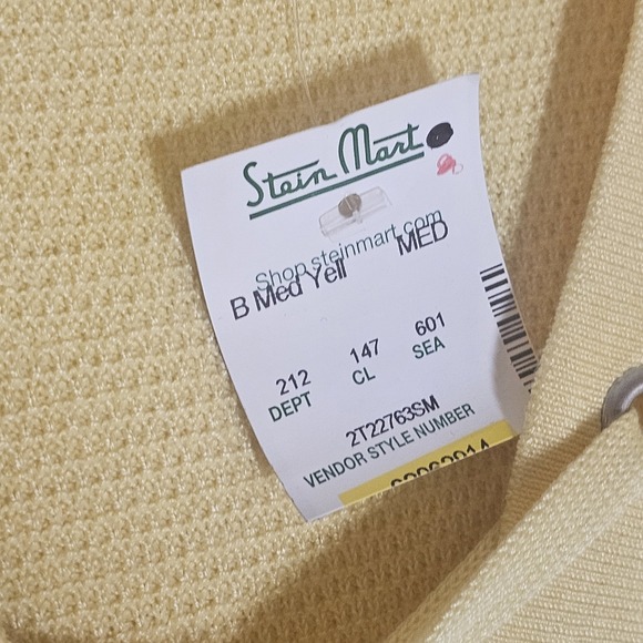 All at Once Sweater Womens Medium Yellow Waffle Knit Lace Up Tie Neck Tunic Top - Picture 8 of 15